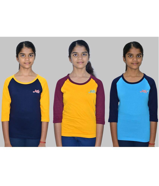 JILZ - Multi 100% Cotton Girls T-Shirt ( Pack of 3 ) - None