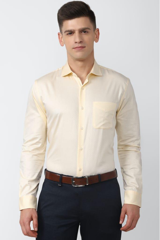 Men Beige Slim Fit Formal Full Sleeves Formal Shirt