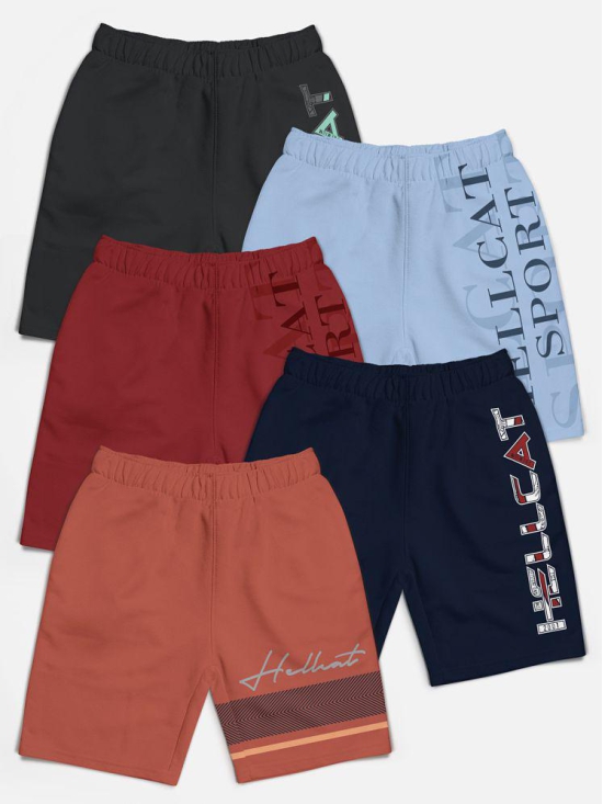 HELLCAT - Multi Color Cotton Blend Boys Shorts ( Pack of 5 ) - None