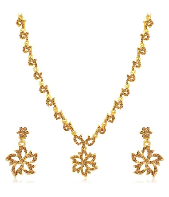 Sukkhi Alloy Golden Traditional Necklaces Set Collar - Golden