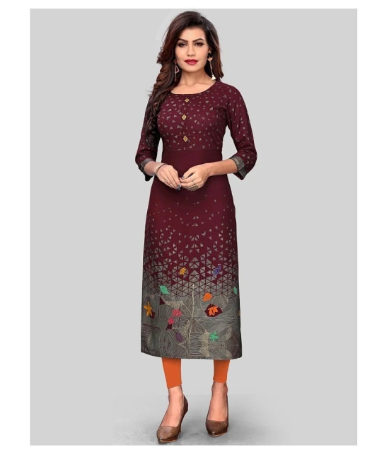 Vbuyz - Maroon Rayon Womens Straight Kurti ( Pack of 1 ) - XL