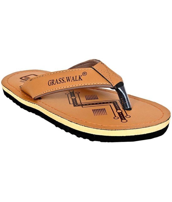 GRASS WALK - Tan Mens Thong Flip Flop - None