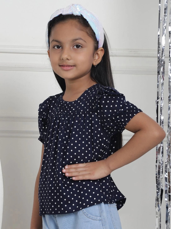 MINI & MING Girls Polka Dot Printed Puff Sleeve Regular Top