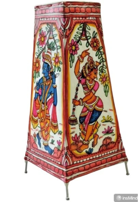  Dancing Radha Krishna Hand Painted Traditional Indian Decorative Fabric Lantern