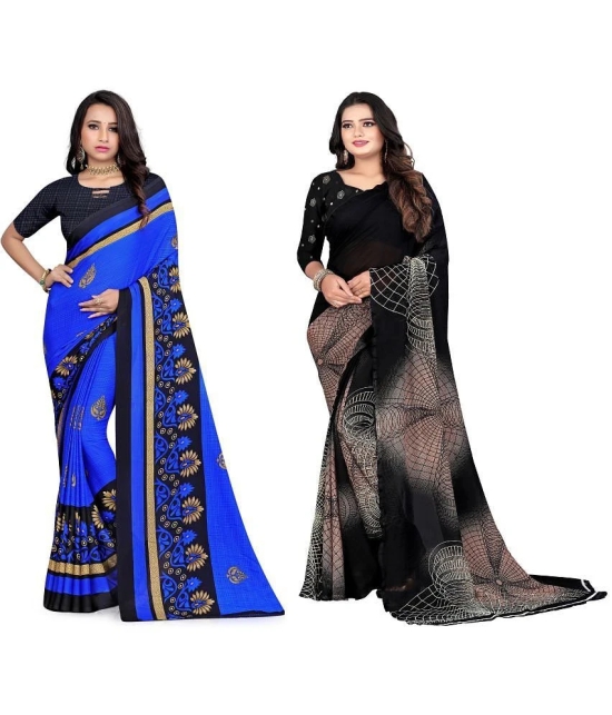 LEELAVATI - Multicolor Georgette Saree With Blouse Piece ( Pack of 2 ) - Multicolor