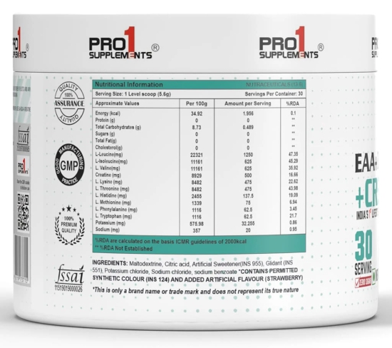 Pro1 Supplements EAA+BCAA+Creatine 170gm Strawberry