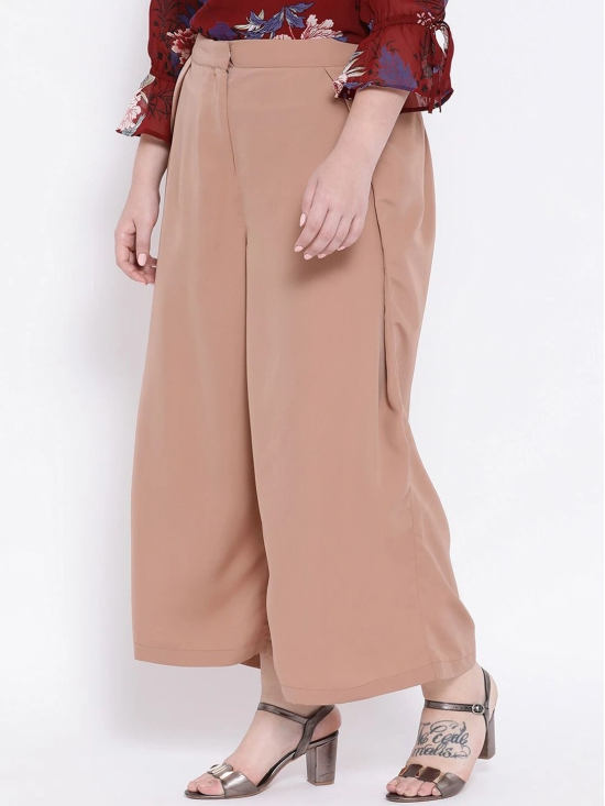 Oxolloxo Women Beige Solid Flared Palazzos