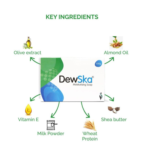 DEWSKA MOISTURISING BATHING BAR: NATURAL SOAP RICH IN VITAMIN E, SHEA BUTTER, ALMOND OIL, AND OLIVE EXTRACTS, PROMOTES HYDRATION, NOURISHMENT