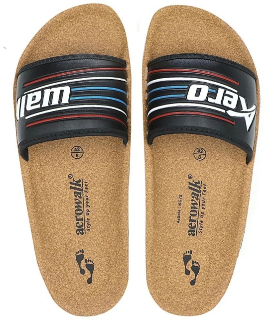 Aerowalk Black Mens Slide Flip Flop - None