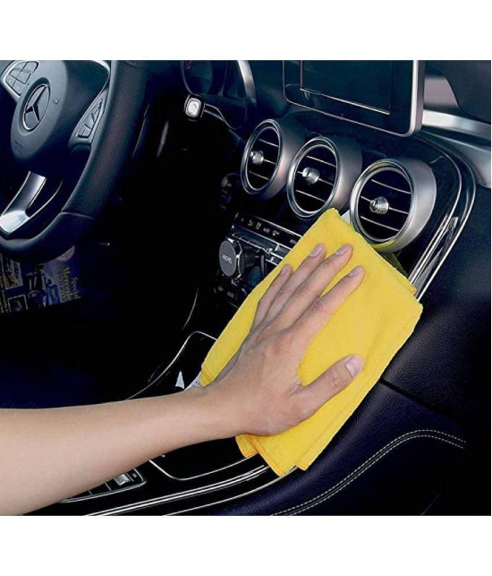 INGENS - Yellow 250 GSM Microfiber Cloth For Automobile ( Pack of 5 )