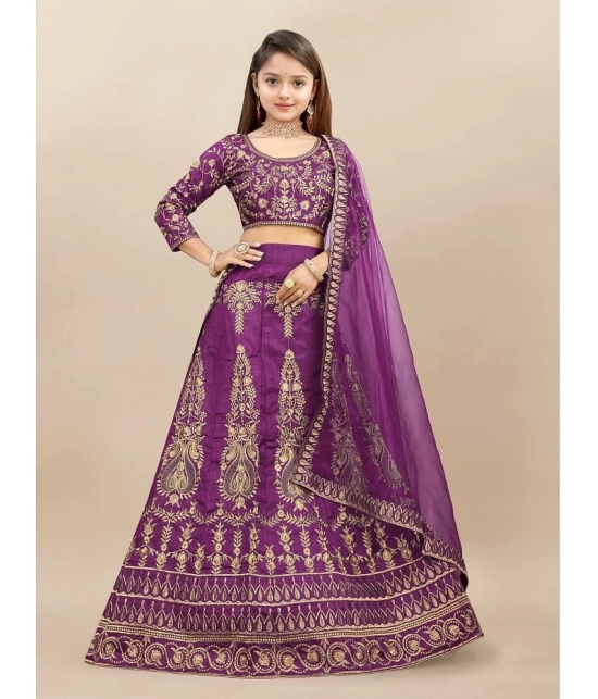 JULEE Purple Silk Girls Lehenga Choli Set ( Pack of 1 ) - None