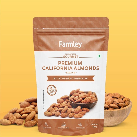 Farmley Premium Almond Cashew Combo - 1 Kg Dry Fruits Combo Pack - (Almond 500 gram, Cashew 500 gram)