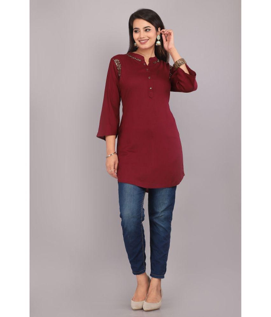 JC4U - Wine Rayon Womens Tunic ( Pack of 1 ) - None