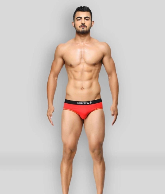 BASIICS By La Intimo Cotton Blend Mens Briefs ( Red ) - M