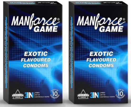 MANFORCE GAME Condoms 10 Pieces x Pack of 2 Condom  (Set of 2 20 Sheets)