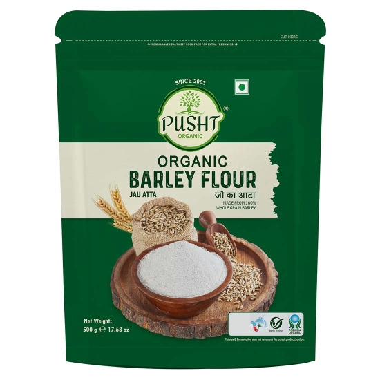 Pusht Organic Barley Flour, Jau Ka Atta - 500 gm, Pack of 3