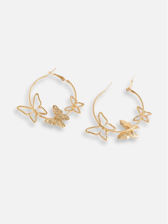 Gold Plated Designer Stone Casual Hoop Earring For Women