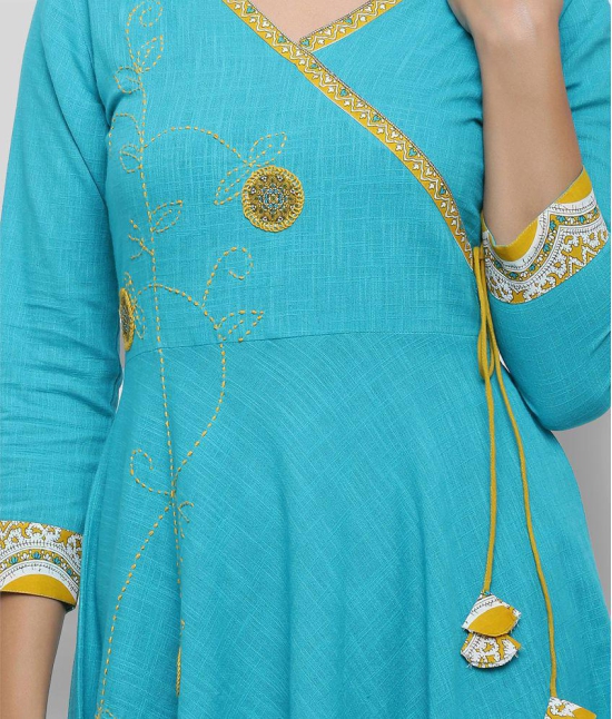 Yash Gallery - Green Cotton Blend Womens Angrakha Kurti ( Pack of 1 ) - 4XL