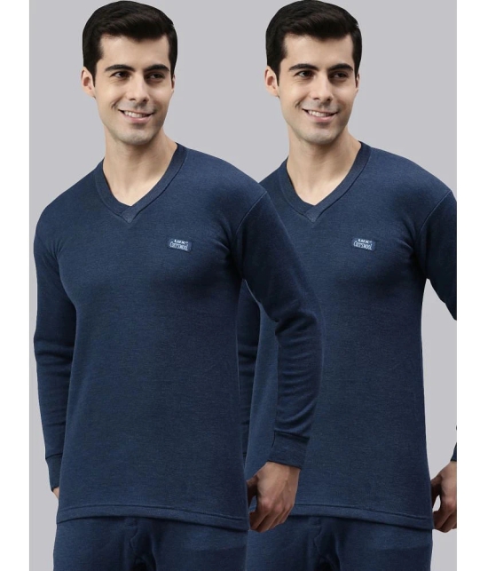 Pack of 2 Lux Cottswool - Blue Cotton Blend Mens Thermal Tops - None