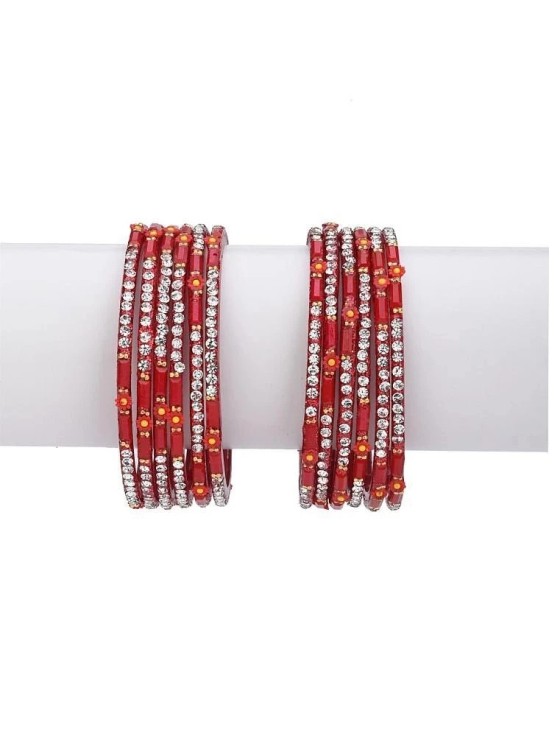 Somil Red Bangle Set ( Pack of 12 ) - None