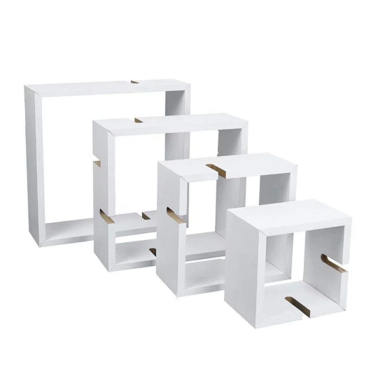 Lucky Handicraft -  Handicraft Wooden Wall Rack Shelves (White) Set of 4 (Extra Large, Large, Medium and Small) for Living Room, Bedroom, Office, Kids Room and for Wall Decor and Home Decor | India