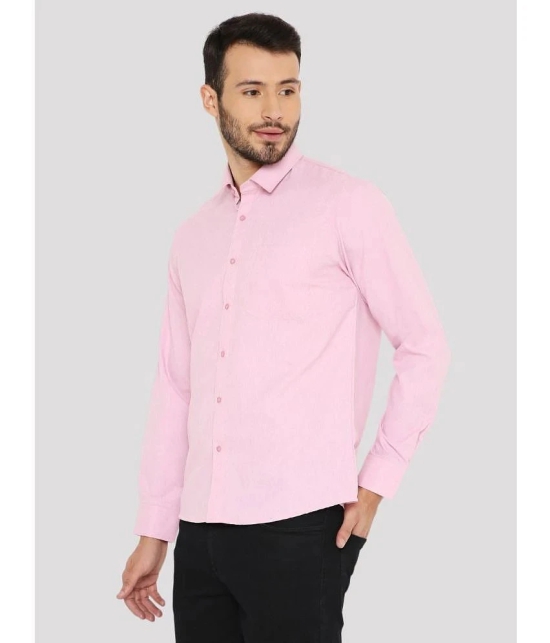 Maharaja Cotton Blend Slim Fit Solids Full Sleeves Mens Casual Shirt - Pink ( Pack of 1 ) - None