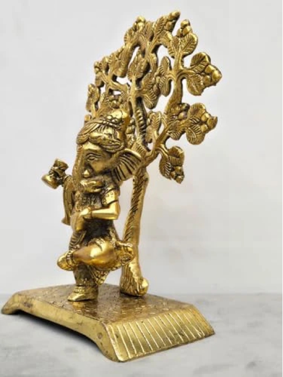 Aarna Creations Hand Crafted Metal Dancing Ganesh Infront of Tree| Artistic and Antique Ganesha Idol| Desk Idol Dancing Ganesha| Ganesh