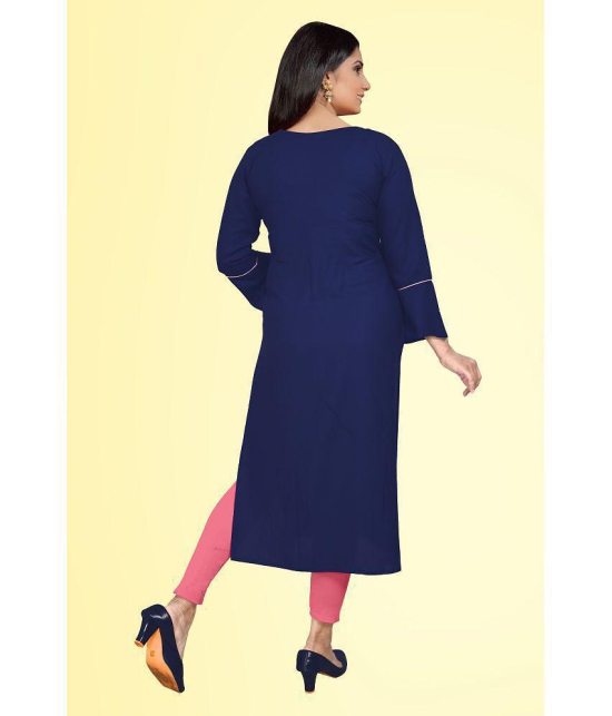 haya fashion - Navy Rayon Women's Straight Kurti ( Pack of 1 ) - None