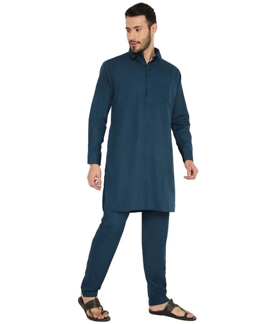 Maharaja Green Polyester Blend Kurta Pyjama Set - None