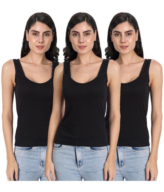 AIMLY Cotton Camisoles - Black Pack of 3 - None