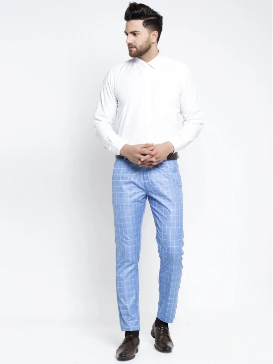 Indian Needle Men's Blue Formal Trousers-34 / Blue