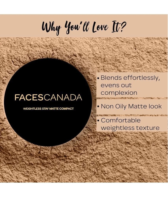 FACES CANADA Weightless Stay Matte Finish Compact Powder-Beige,9g |Pressed Powder For All Skin Types