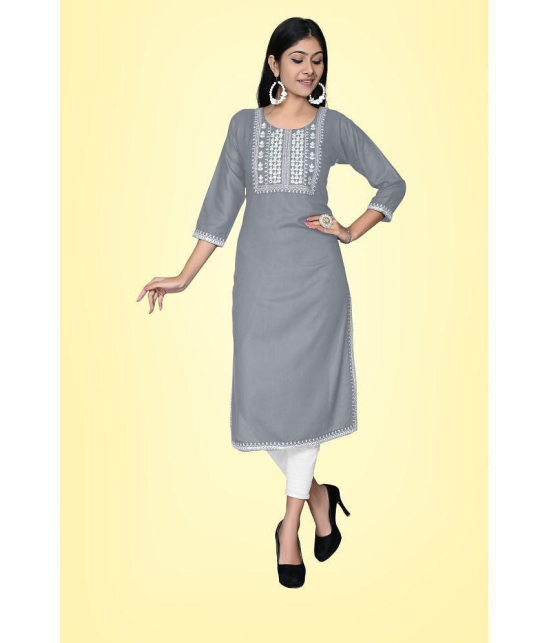 Kapadia - Grey Rayon Womens Straight Kurti ( Pack of 1 ) - None