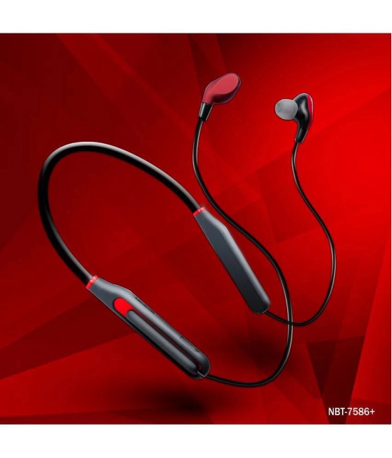 hitage NBT-7586+ 40 HOURS In-the-ear Bluetooth Headset with Upto 30h Talktime Foldable Collapsible - Red - Red