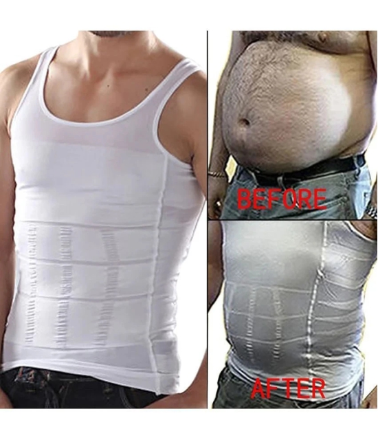 Size 3XL Weight Loss Slimming Shirt Waist Belt Body Shaper - White