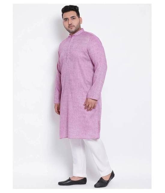 Hangup Purple Linen Kurta Pyjama Set - None