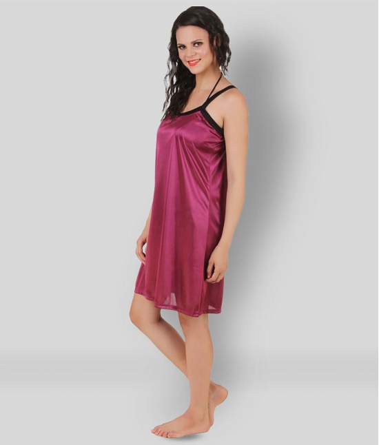 Fasense - Pink Satin Women's Nightwear Nighty & Night Gowns ( Pack of 1 ) - M