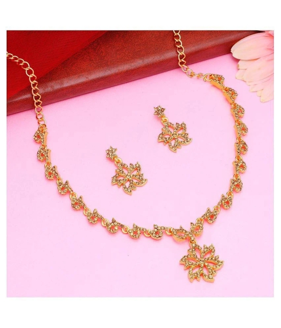 Sukkhi Alloy Golden Traditional Necklaces Set Collar - Golden