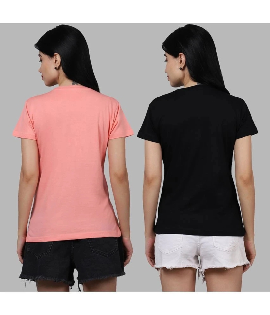 Fabflee - Multicolor Cotton Regular Fit Womens T-Shirt ( Pack of 2 ) - None