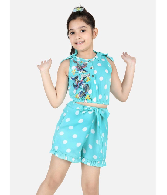 Naughty Ninos - Sea Green Polyester Girls Top With Shorts ( Pack of 1 ) - None