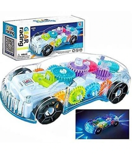 See Thru Concept Racing Car with 3D Flashing Rainbow Color Led Lights Musical Car for Kids Multi Color Plastic CAR