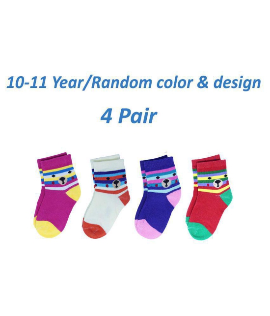 FOK Baby Cotton Socks From 10-11 Years - Pack of 4, Random Color - 10-11Years