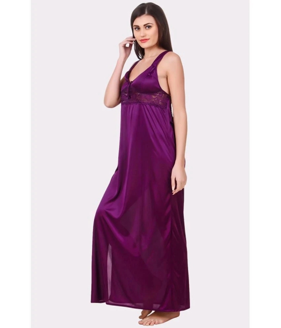 Fasense Purple Satin Womens Nightwear Nighty & Night Gowns ( Pack of 1 ) - None