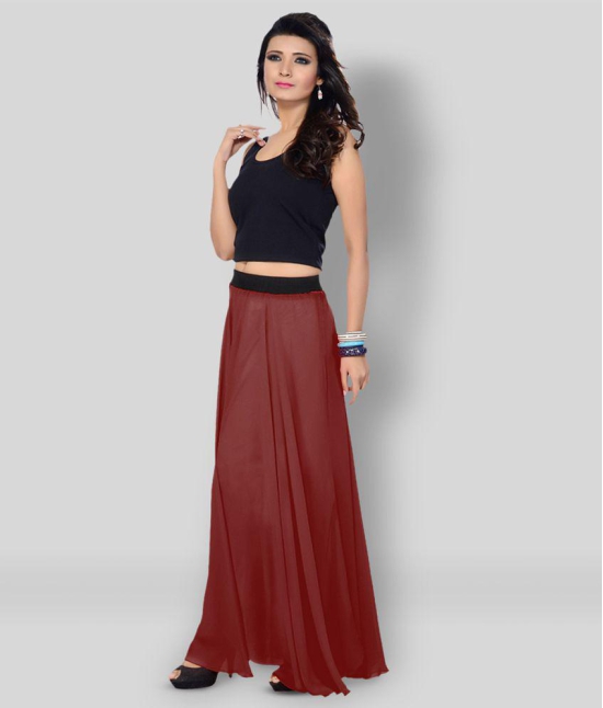 Sttoffa - Maroon Georgette Women's A-Line Skirt ( Pack of 1 ) - 40