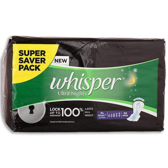 Whisper Ultra Xl Overnight Sanitary Pad 30'S