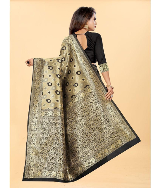 Gazal Fashions - Black Banarasi Silk Saree With Blouse Piece ( Pack of 1 ) - Black