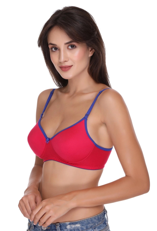 Womens SA-45 Rani Color Padded Non-Wired Seamless T-Shirt Bra with Detachable Straps-32 / B / Pink