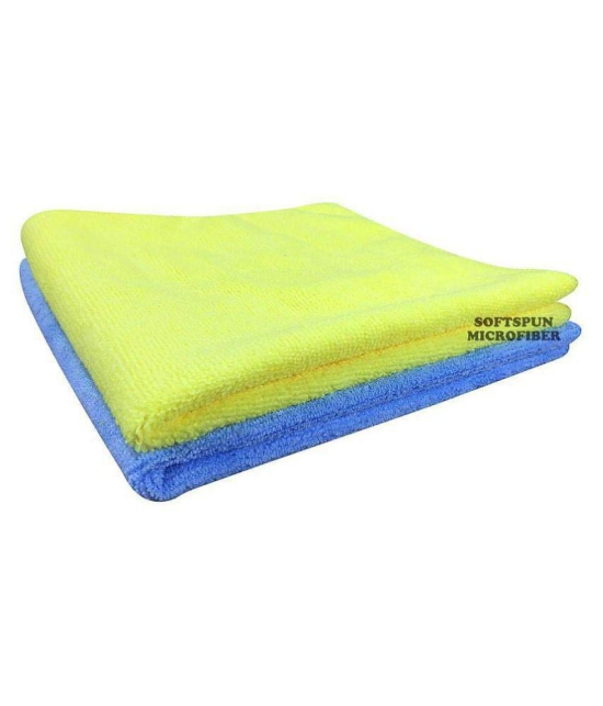 SOFTSPUN Microfiber Cloth - 2 pcs - 40x40 cms - 340 GSM Multi Color - Thick Lint & Streak-Free Multipurpose Cloths - Automotive Microfibre Towels for Car Bike Cleaning Polishing Washing & De