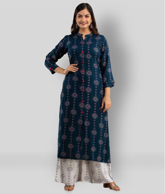 Lee Moda - Navy Blue Straight Rayon Womens Stitched Salwar Suit ( Pack of 1 ) - S