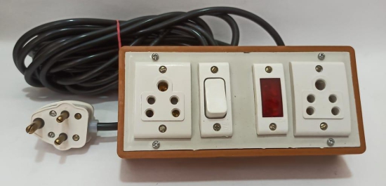 6A 2 Sockets (5 Pin Socket) & 1 Switch Extension Box with Indicator, 6A Plug & 40m Wire